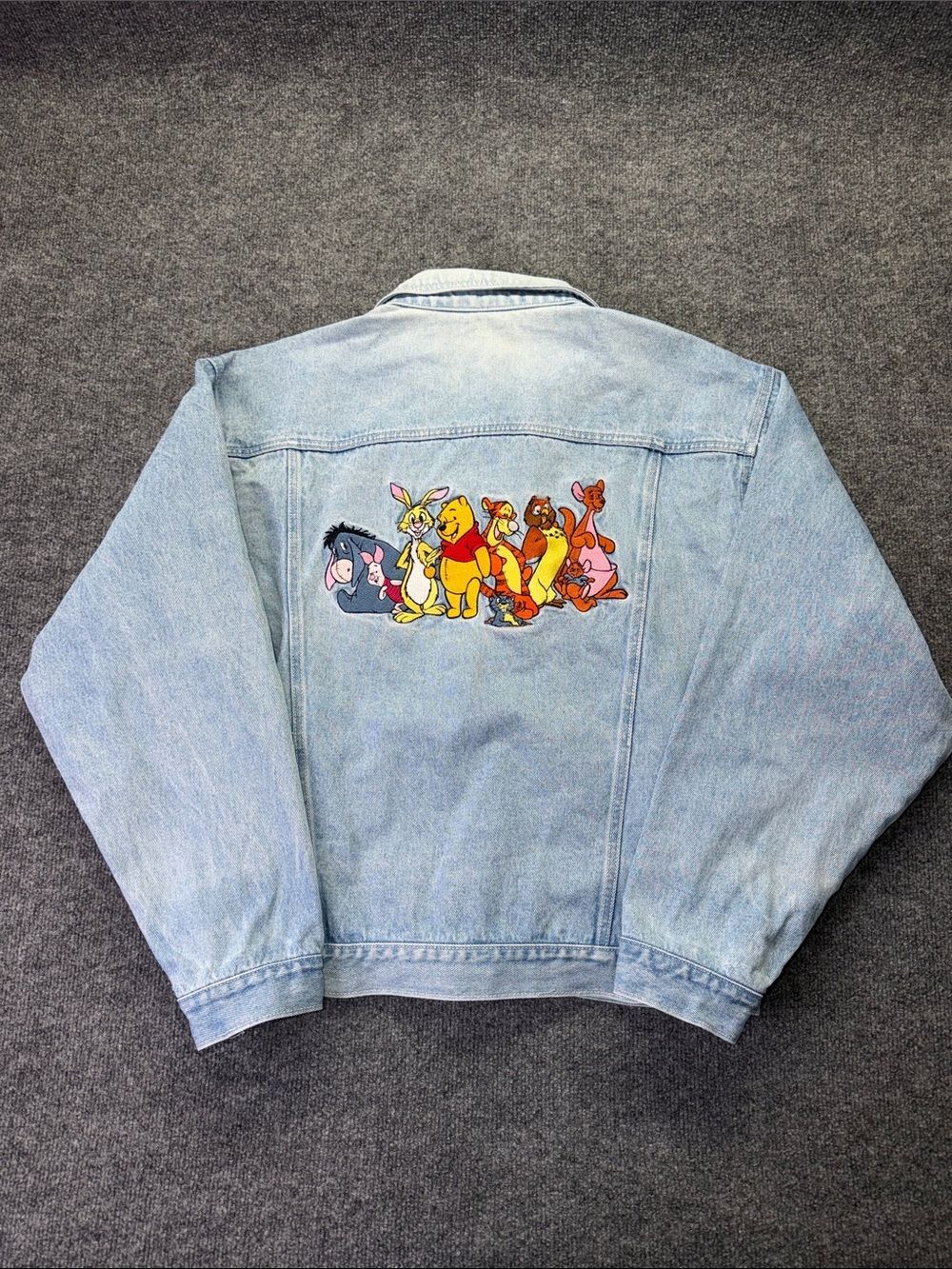 The Disney Store Vintage Light Blue Denim Jean Jacket with Cartoon Embroidery